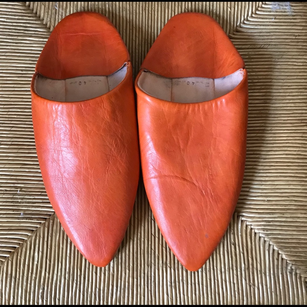 Orange leather babouche